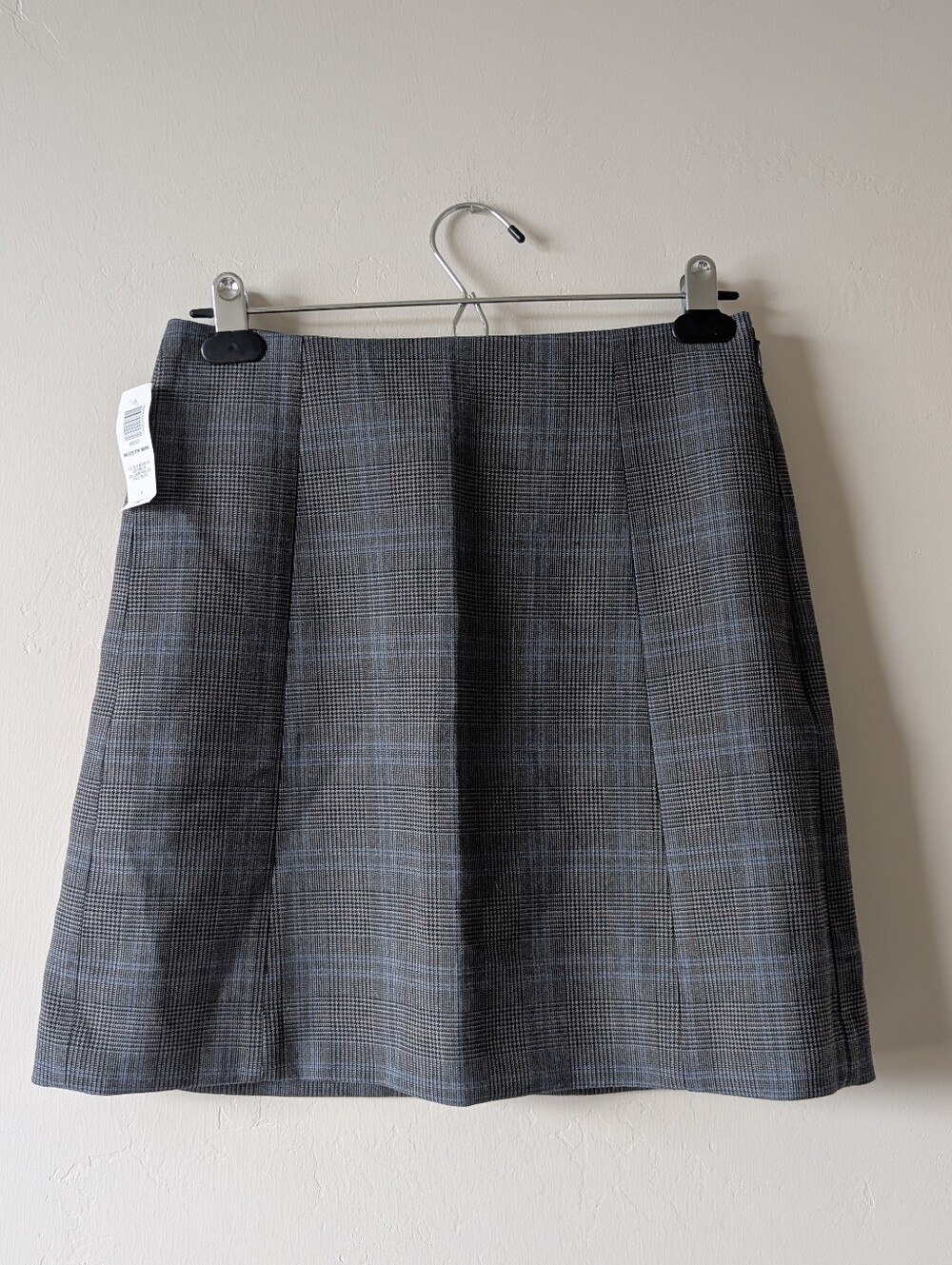 Aritzia Babaton Hopper Skirt Glencheck Plaid Grey Blue A-Line Women Size 6 NEW